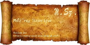 Mány Szorina névjegykártya